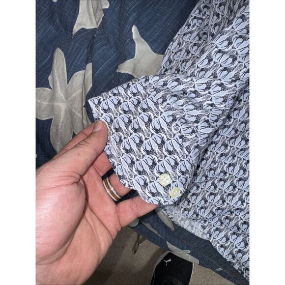 Tasso Elba Shirt Mens XL 17-17.5 Blue Combo Button Up Long Sleeve - Picture 6 of 7
